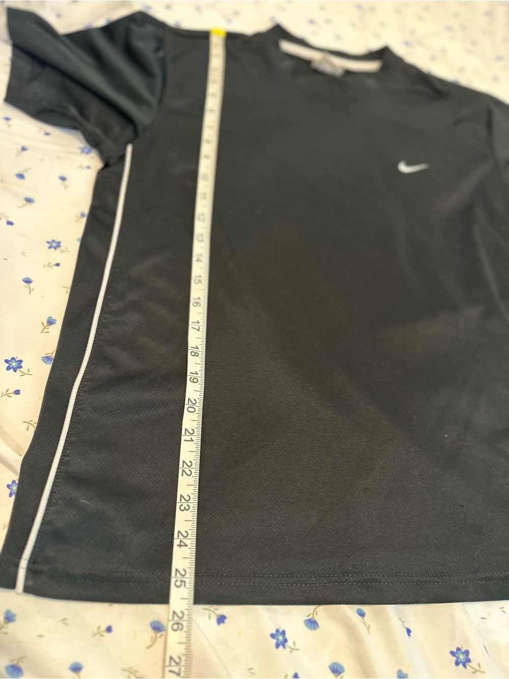 VTG Nike Y2K Dri-Fit Sz:L athletic lightweight Black mesh weave Tee white piping - Picture 4 of 13